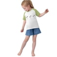 thumbnail image 7 of Girls Raglan Graphic Tees Size 3-14 Baseball Summer Cute Short Sleeve T-Shirts Loose Fit Round Neck Casual Tops Mint Green， 5 Years, 7 of 7