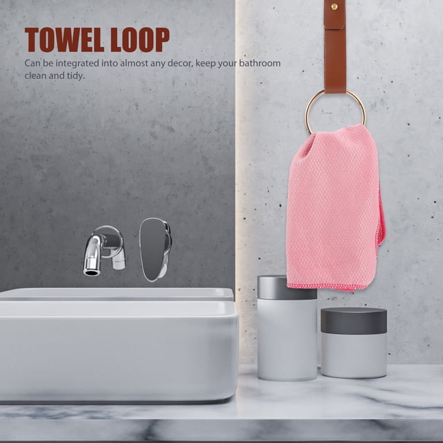 EXHUMKY Organizador De Toallas En Anillo Marrón Claro De PU Resistente Para Baños Y Cocinas