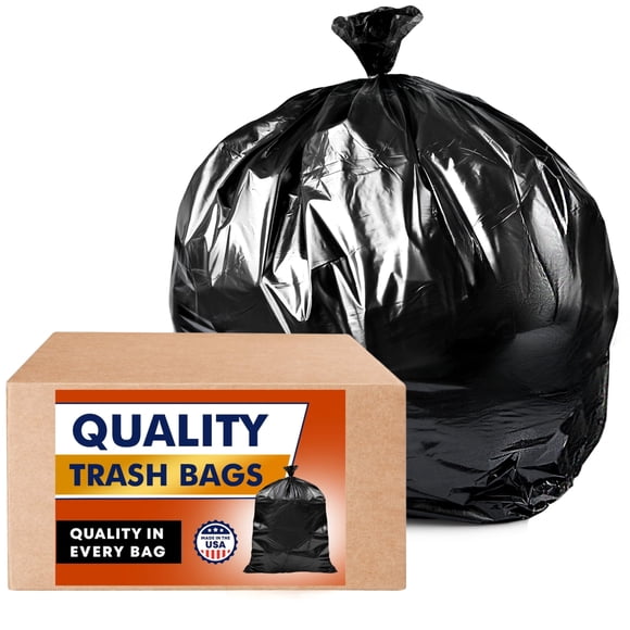 Veska Sacs à Ordures 55 Gallons Robustes, (Paquet MegaValue 100 Sacs avec Attaches) Sacs à Ordures 55-60 Gallons, Sacs à Ordures Noirs Très Grands 50-60 Gallons pour Usage Industriel, Pelouse, Feuilles et Commercial