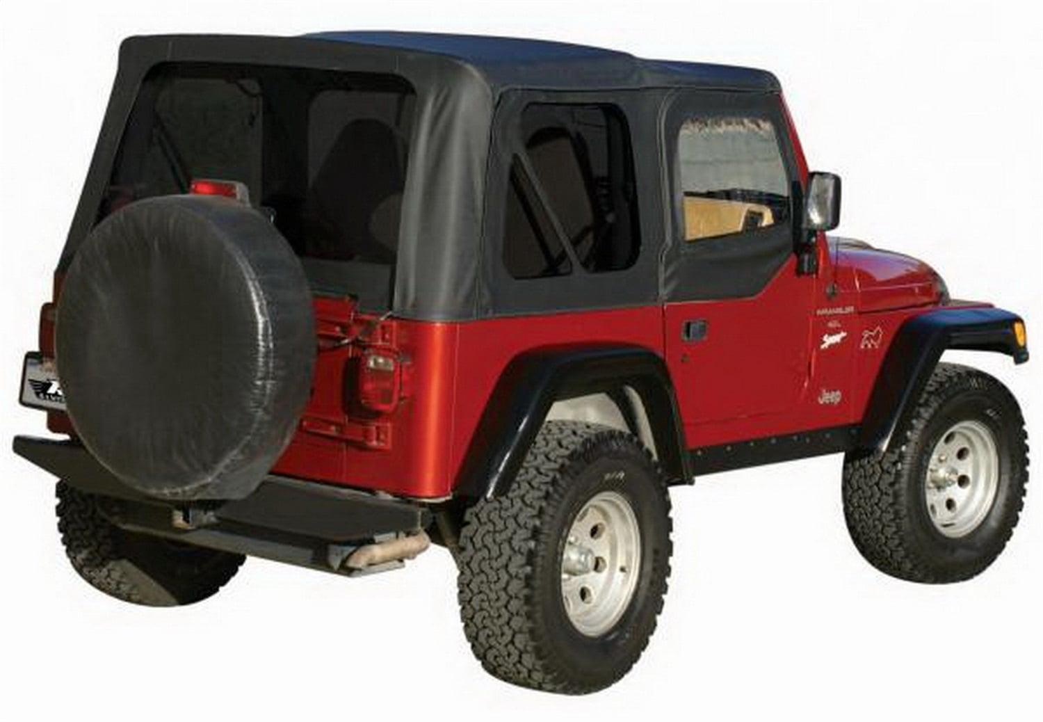 Rampage Products 99535 Factory Replacement Soft Top for 1997-2006 Jeep  Wrangler TJ with Door Skins, Black Diamond w/Tint Windows 