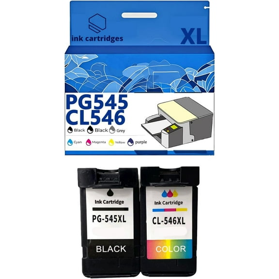 PG545XL CL546XL PG545 CL546 Ink Cartridges Compatible for Canon MG2580 MG2400 MG2500 IP2880 Inkjet Printers, Leak-Proof Design Crisp Printing