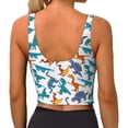 thumbnail image 3 of Kdxio Block Dinosaur Print Workout Crop Tank Top for Women Racerback Yoga Tank Tops Athletic Sports Shirts Exercise Undershirts, 3 of 9