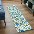 thumbnail image 4 of Summer Blue Flower Washable Runner Rugs 2'x6', Country Watercolor Floral Green Leaf Low Pile Throw Entryway Rug Non-Slip Sturdy Edge Binding Carpet for Indoor Bedside Entrance Bedside, 4 of 9