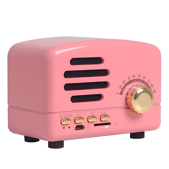 VORALYN 2026 New Portable Retro Radio Speaker with Fm Player and Tf Card Support Vintage Design Radio Speaker for Home Outdoor Use Pink