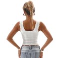 thumbnail image 3 of IWEMEK Womens Tank Top Summer Casual Trendy Sleeveless Shirt Square Neck Wide Shoulder Strap Vest Fashion White Crop Top, 3 of 7