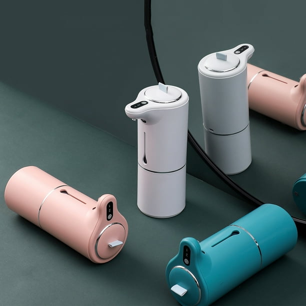Dispensador automático de jabón recargable USB - Dispensador de jabón de manos espumante sin contacto con sensor inteligente, capacidad de 280 ml, blanco y azul