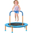 thumbnail image 1 of Mini trampolín de 36 pulgadas para niños de 1 a 6 años, trampolín pequeño plegable para interiores y exteriores con mango de espuma, cubierta acolchada de seguridad, divertido para niños, 1 of 8