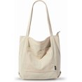 thumbnail image 1 of Bolso de pana con cremallera, impermeable, para mujer, con bolsillos y compartimentos, de gran capacidad, para el hombro., 1 of 5