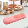 thumbnail image 3 of Soporte de limpieza de cepillos, estera de limpieza de cepillos de silicona, fondo a prueba de polvo, caja de almacenamiento de cosméticos portátil Rosa, 3 of 10