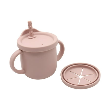 

YUEHAO Kitchen Gadgets Double Cup Two-In-One Anti-Sprinkle Silicone Children S Anti-Fall Ear Glass&Bottle Glass Bottle Pink