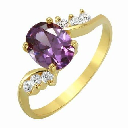 Foreli 10k Yellow Gold Ring With Purple Cubic Zirconia