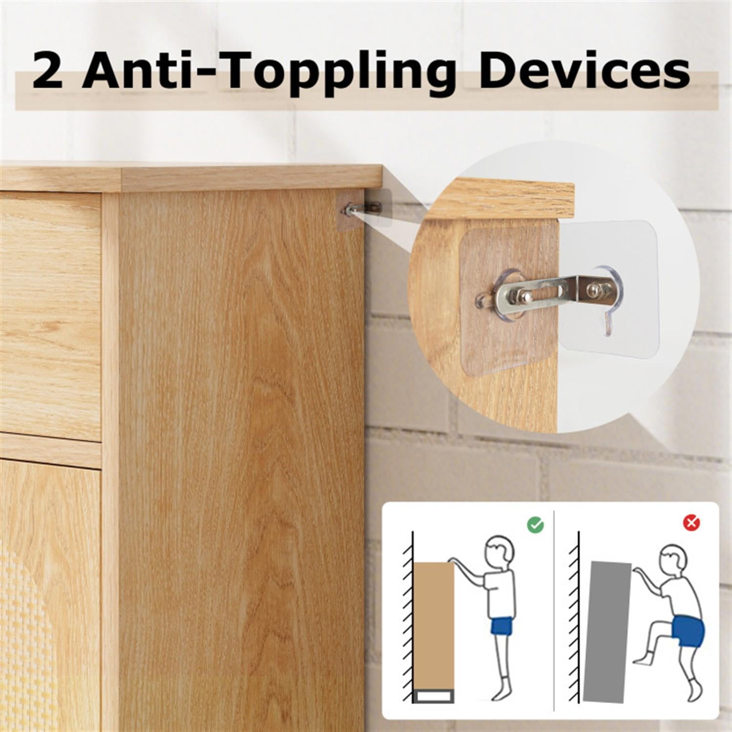 Demi Bonn Accent Floor Storage Cabinet with Rattan Doors, Bathroom Cabinet with Large Drawer, Freestanding Storage Cabinet Organizer, Beige