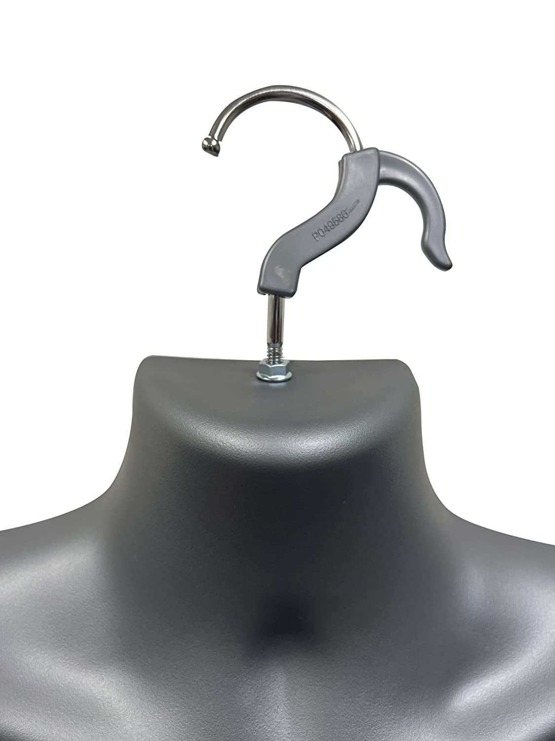 DisplayTown Gray Male Mannequin Torso with Stand Dress Form Tshirt Display Countertop Hollow Back Body with Metal Pole & Hanging Hook S-M Clothing Sizes (Set of 1)