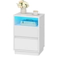 thumbnail image 5 of Nightstand with 2 Drawers, End Table with LED Light Strip, Bedside Table with Fluted Drawer, Side Table, for Bedroom, White, 5 of 10