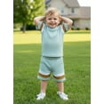 thumbnail image 5 of Loicainy Baby Toddler Boy Summer Outfits 6 12 18 24 Months 2T 3T 4T Short Sleeve Contrast Color T-Shirt + Shorts Set Clothes, 5 of 9