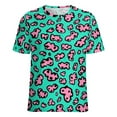 thumbnail image 5 of Leopard Print Pattern Women's Short Sleeve T-Shirt Crew Neck Casual Summer Trendy Loose Fit Tops, 5 of 6