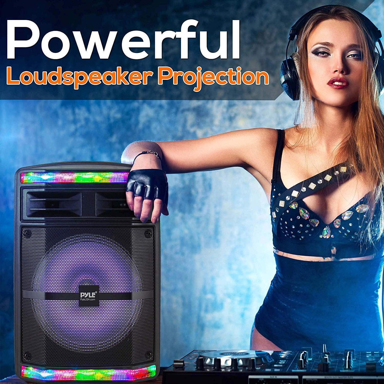 Pyle PPHP1044B - PA Speaker System - Portable Indoor / Outdoor Loudspeaker with , Flashing Party Lights, MP3/USB/Micro SD Readers, FM Radio (10’’ Subwoofer, 600 Watt)