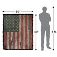 thumbnail image 2 of American Flag Distressed Woven Tapestry Cotton Blend Fringed Throw Blanket, 50"x60", 2 of 6