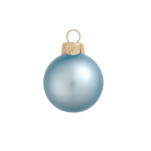 40ct Matte Sky Blue Glass Ball Christmas Ornaments 1.25" (30mm)