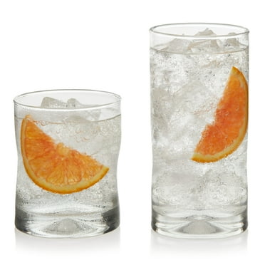 Libbey Impressions Tumbler and Rocks Glasses Drinking Set, 16 Piece Dishwasher Safe Glass Drinking Glasses, Everyday Drinking Glasses