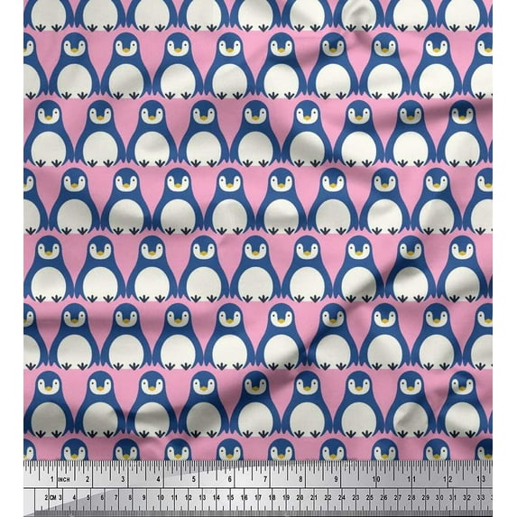 Soimoi Cotton Jersey Fabric Penguin Ocean Print Fabric by The Yard 58 Inch Wide