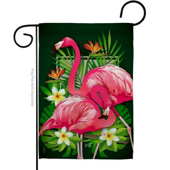 Angeleno Heritage G135031-BO Tropical Flamingo Summertime 13 x 18.5 in. Double-Sided Decorative Vertical Garden Flags for House Decoration Banner Yard Gift