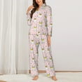 thumbnail image 2 of KLL Queen For Rabbit Print Women's Long Sleeve Pajamas with Pants Sleepwear Loungewear 2 Set-X-Large, 2 of 7