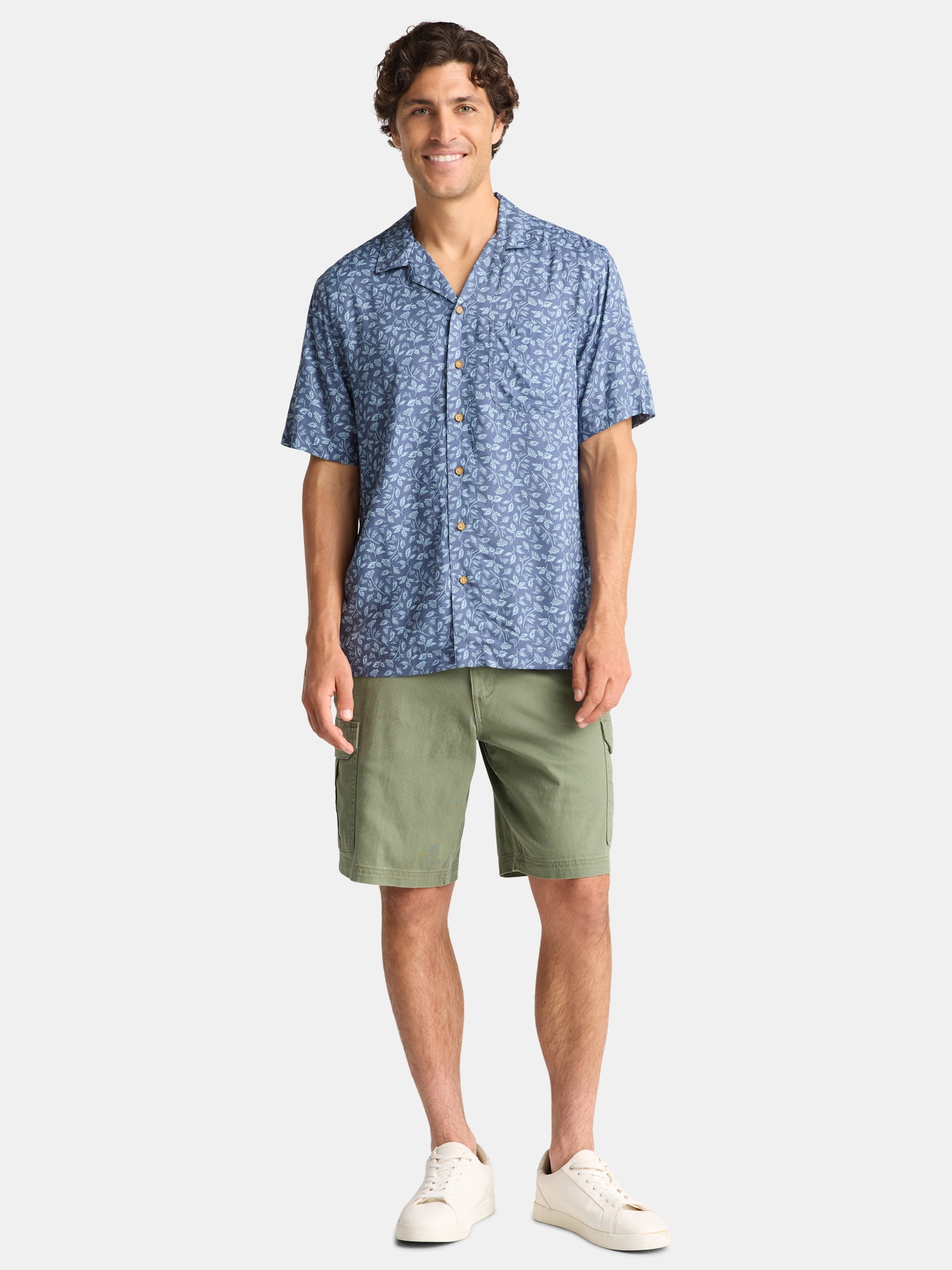 George Men's Relaxed Fit Viscose Camp Shirt, Sizes S-3XL