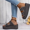 thumbnail image 4 of Women's Platform Slide Sandals Comfortable Thick Sole Wedge Slides Buckle Strap Casual Summer Sandals Fashion Beach Vacation Slippers Gray 9.5(43), 4 of 6