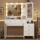 thumbnail image 1 of MYXSRI Tocador, Vanity con Espejo y Luces LED Ajustables, Tocador de Maquillaje con Luces y Estación de Carga, 5 Cajones y Estantes de Almacenamiento para Recamara, 100 * 40 * 143cm (Blanco), 1 of 8