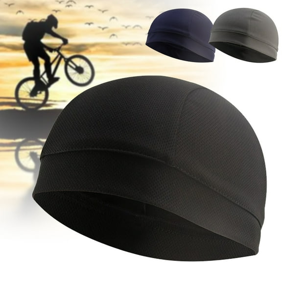 HOMEYA Cooling Skull Caps Helmet Liner Outdoor Sport Beanie Cap Sweat Wicking Cycling Bicycle Bike Hat Windproof Head Protection Thermal Riding Cap for Men and Women, Black