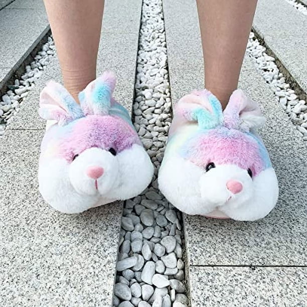 Zapatillas clásicas de conejito de burbujas para mujer, zapatillas divertidas de animales para niñas, lindas zapatillas de conejo de felpa, zapatillas de conejito de Pascua, regalos-rosa-S brillar Electrónica