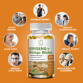 thumbnail image 5 of Ginseng + Ginkgo Biloba Supplements,Support Brain Memory & Focus,Energy & Immune System,120 Capsules, 5 of 7
