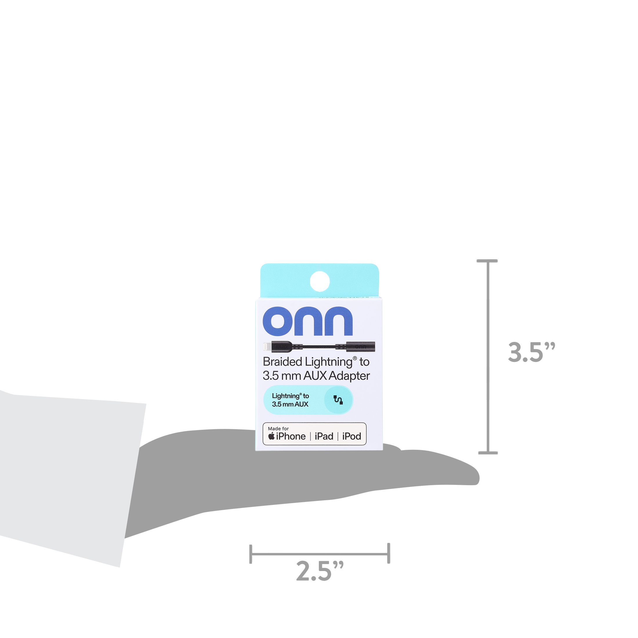 onn Adaptador Trenzado Lightning a AUX de 3.5mm, Negro 6