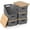 Gray, variant on Plastic Storage Baskets with Bamboo Lids, Stackable Small Box Bins for Organizing and Containers for Shelves Drawers Desktop Closet Pantry Classroom Office Home, 6 Pack 10.2x7.2x4.1 Inch, Gray