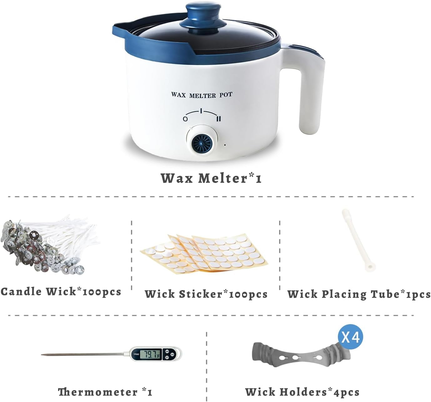 Wax Melter for Candle Making with Thermometer, Electric Wax Melting Pot Kit with Wicks, Double Candle Making Crock Set with Measurements