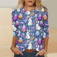 thumbnail image 2 of VKOYWKM 3/4 Length Sleeve Womens Tops Easter Shirts Easter Eggs Bunny Print T-Shirts Crew Neck Cute Tops Loose Fit Holiday Tops Happy Easter T-Shirts, 2 of 6