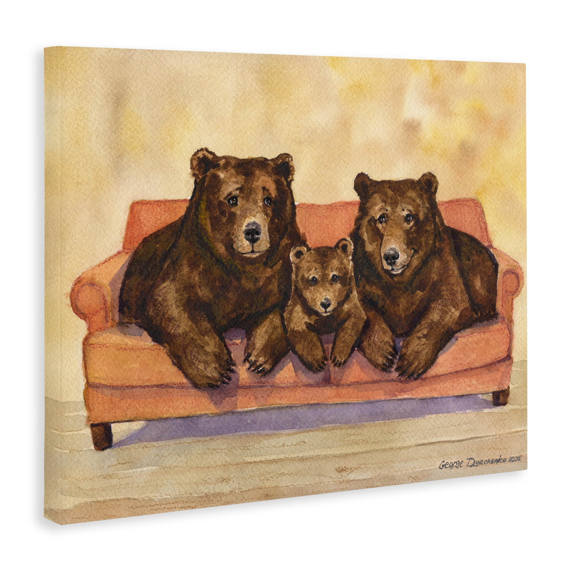 Stupell Industries Bear Family Trio Canvas Wall Art, design by George Dyachenko