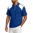 thumbnail image 4 of Fabrcox Men's Polo Shirts Short Sleeve Collared Henley Men's Linen Shirt Lightweight Relaxed Fit Color Block Vacation Athletic Golf Shirts Men Blue XXL, 4 of 7