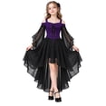 thumbnail image 3 of ibiyuan Girls Gothic Vampire Halloween Costume, Black High Low Dress, Kids Vampire Dress Up Outfit for Halloween, 3 of 5