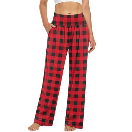 

Ladies Wide Leg Cozy Palazzo Pants Casual Loose Yoga Trousers High Waist Lounge Pajama Pants with Pockets