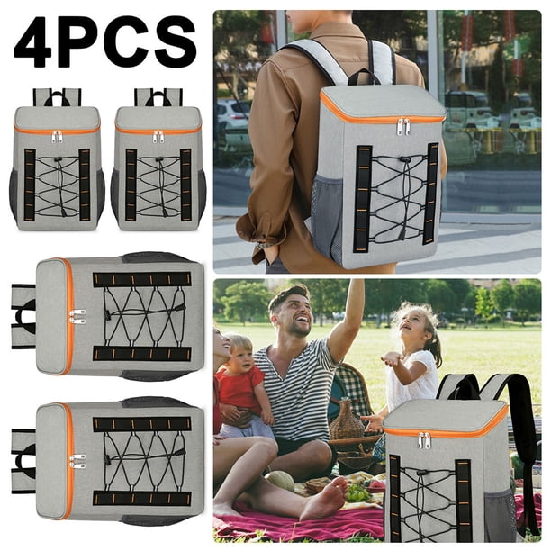 Mochila Enfriadora Gran Capacidad para Picnics Al Aire Libre Senderismo Pesca (gris) Naranja