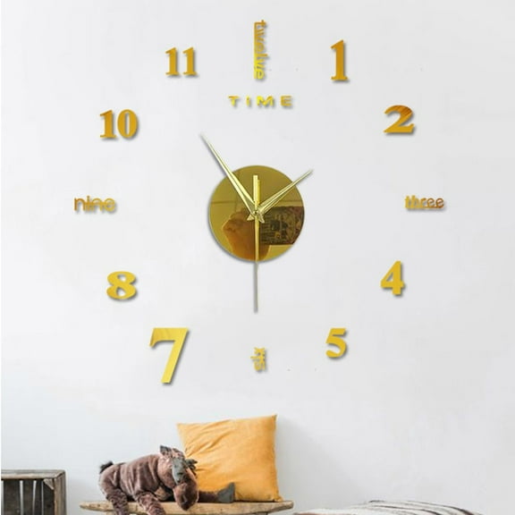 FAMTKT Frameless Diy Wall Mute Clock 3D Mirror Surface Sticker Home Office Decor