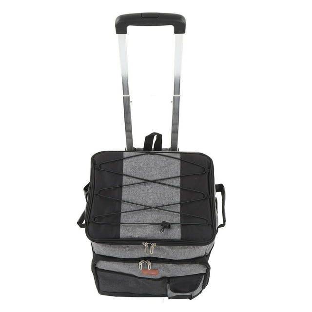 Collapsible Insulation Bag, 35L Lever Type Rolling Cooler Bag Dual Zippers Multifunctional with Wheels for Outdoor Camping
