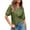 Army green, variant on Womens Puff Short Sleeve Cardigan Lightweight Summer Button Down Shirts Knit Crew Neck Sweater Tops