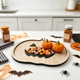 thumbnail image 5 of Pumpkin Shaped Wooden Serving Tray Spooky Halloween Decorations for Home Gothic Halloween Decor for Indoor Table Top Serving and Entryway Key Storage, 5 of 9