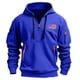 thumbnail image 4 of Sudadera con capucha para hombre, con estampado de bolsillo, media cremallera, cordón ajustable, informal, deportiva, de manga larga, blusa de poliéster, 4 of 5
