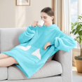 thumbnail image 3 of Wearable Blanket Hoodie, Oversized Sherpa Blanket Sweatshirt with Hood Pocket and Sleeves, Super Soft Warm Plush Hooded Blanket for Adult Women Men, One Size Fits All (Teal), 3 of 6