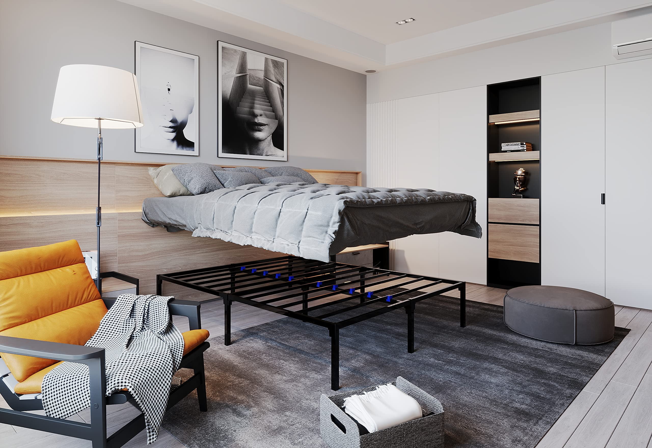Nest Slumber King Platform Bed Frame | Quiet & Sturdy | No Box Spring | 14" Mattress Foundation