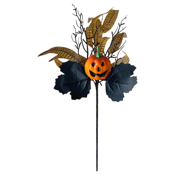 Artificial Flower Arrangement - Black Roses & Pumpkins with Vase - Halloween Table Centerpiece - Fall Decor